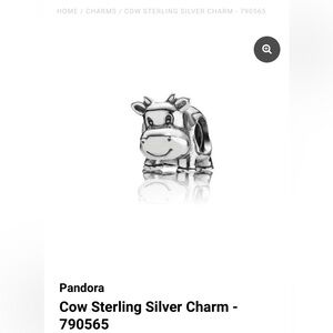 Retired Sterling Silver Cow Animal Bead
